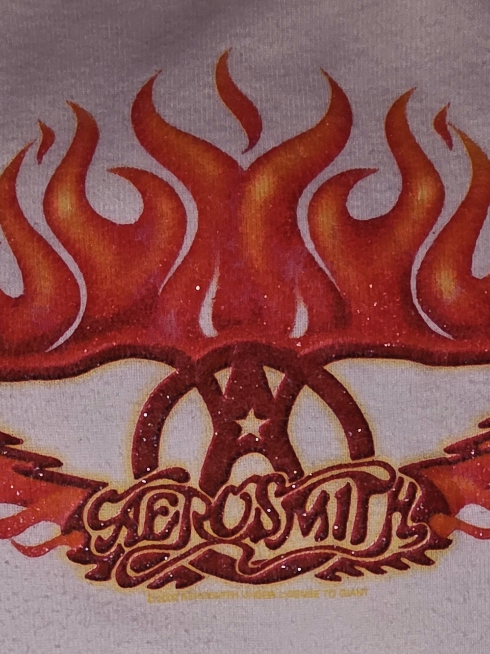 📣Vintage Y2K Aerosmith🔥 Glitter Flaming Wings Concert🎶 Tour Graphic T 👕 OSFA - Picture 4 of 7